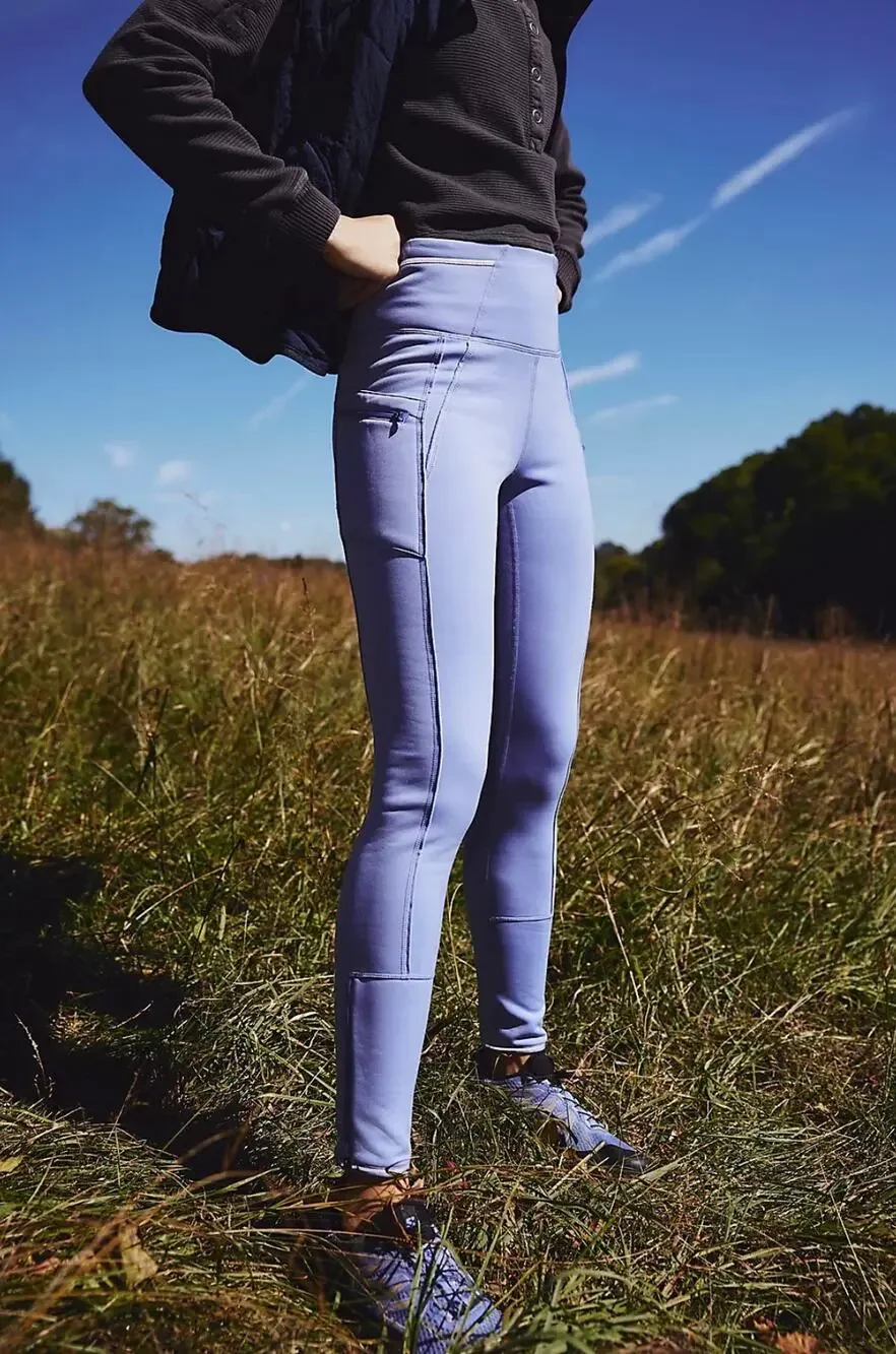 NWT Free People Movement Blueberry Blue Keepin' Cozy Fleece-Lined Leggings Sz XS